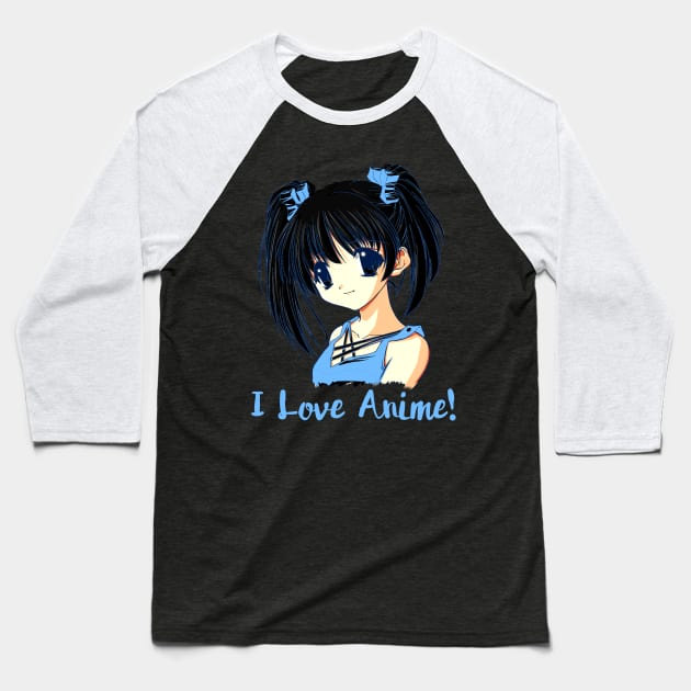 I Love Anime Cute Manga Shirt Baseball T-Shirt by GreenCowLand